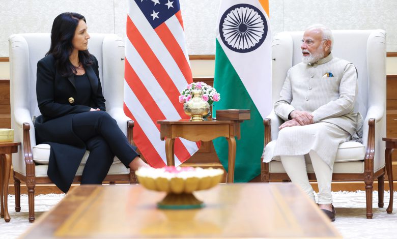 PM meets the Director of National Intelligence of the United States, Ms Tulsi Gabbard, in New Delhi on March 17, 2025.