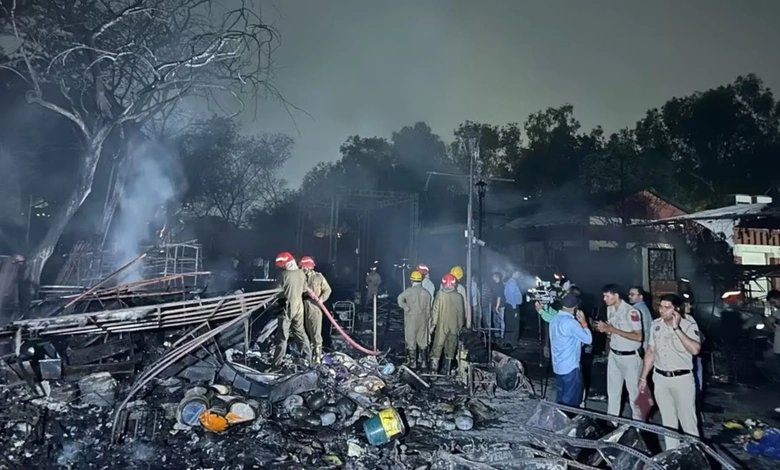 Devastating Blaze Ravages Delhi’s Dilli Haat, Leaving Shopkeepers in Ruin