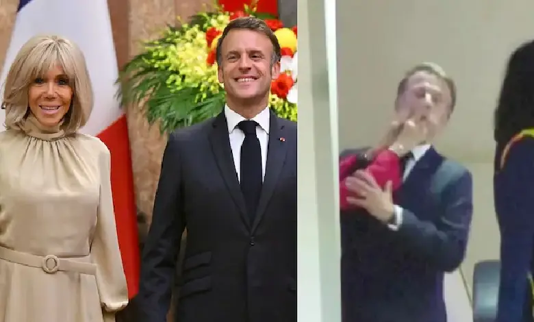 A video of French President Emmanuel Macron’s arrival in Vietnam, showing his wife, Brigitte Macron, seemingly smacking his face just as he stepped off the plane, has gone viral on social media.