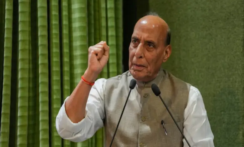 Union Defence Minister Rajnath Singh, during his visit to the Badami Bagh Cantonment in Jammu and Kashmir on Thursday