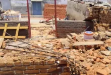 A wall collapsed during construction work on Friday at Sundarpura village of Vijapur Taluka in Mehsana district.