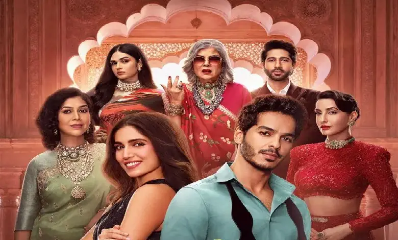 Cast of Netflix’s “The Royals” in regal attire at Morpur Palace, reflecting the show’s luxurious yet conflicted royal setting.