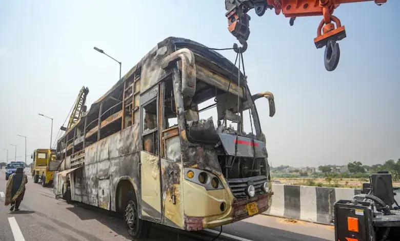 Tragic Bus Fire in Lucknow Claims Five Lives, Including Two Children