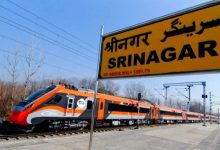 First Delhi-Srinagar train. Soldiers arrive via USBRL, connecting Kashmir to national rail network.