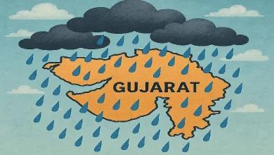 Heavy winds and dust storm in Gujarat as IMD issues alerts for rainfall and thunderstorms across Ahmedabad and other districts.