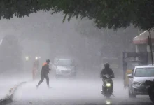 Heavy rainfall and thunderstorm in Gujarat with yellow alerts issued across Saurashtra and South Gujarat districts.