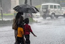 Dark storm clouds over Arabian Sea with rain expected in Gujarat and South India due to likely cyclonic formation.