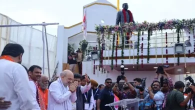 Union Home Minister Amit Shah inaugurates the statue of former Maharashtra Chief Minister Vasantrao Naik in Nanded.
