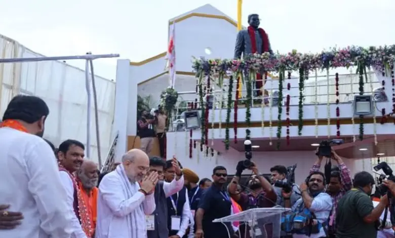 Union Home Minister Amit Shah inaugurates the statue of former Maharashtra Chief Minister Vasantrao Naik in Nanded.