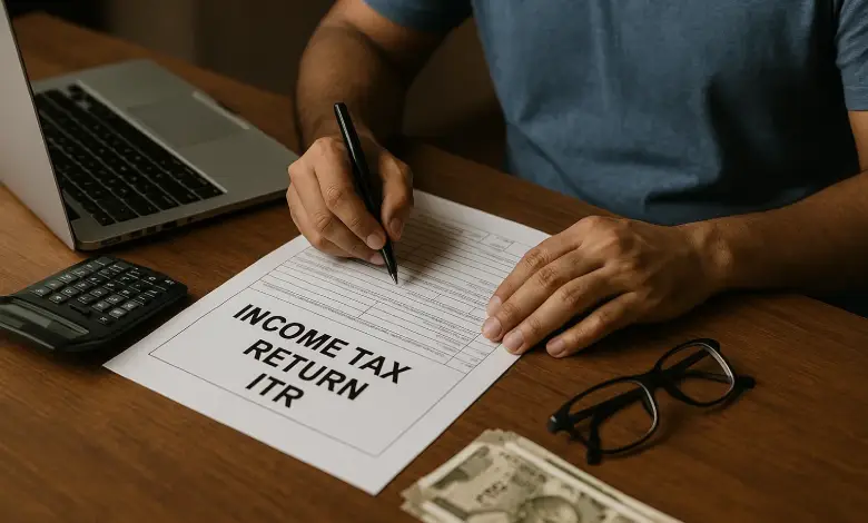 Income tax return filing deadline extended to September 15, 2025, with calendar and financial documents.