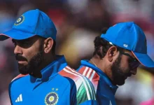 Indian cricketers Virat Kohli and Rohit Sharma in team jerseys, facing the challenge of the 2027 ODI World Cup.