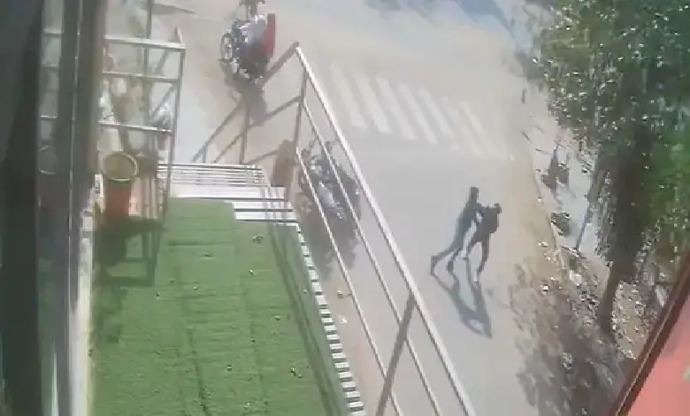 Crime scene in Nikol, Ahmedabad, where a man was fatally stabbed in the chest with a bike key following a dispute.