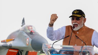 Modi at Adampur Airbase. S-400 shown, refutes Pakistan's strike claim. Operational base display.