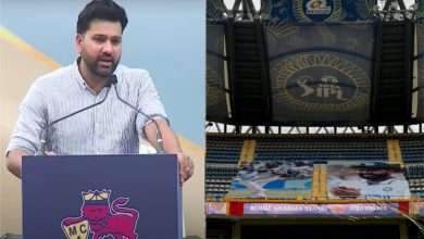 Rohit Sharma Stand inauguration at Wankhede Stadium with MCA officials and cricket legends present