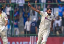 Indian cricketer Mohammed Shami bowling during a match, representing his fitness challenges for the England Test series.