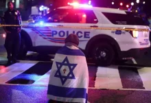"Police outside Capital Jewish Museum after fatal shooting of Israeli diplomats in Washington DC antisemitic attack"