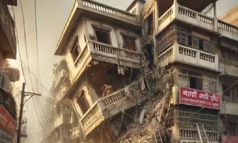 A three-storey commercial building collapsed in Delhi's Rohini on Wednesday afternoon.