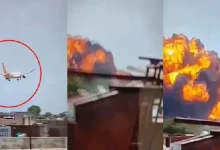 A plane crashed in the Meghaninagar area near Ahmedabad airport on Thursday afternoon.