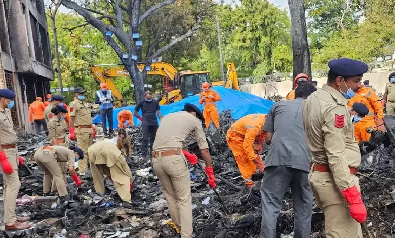 Rescue teams at Air India Boeing 787 crash site as officials launch investigation and secure evidence from the wreckage.