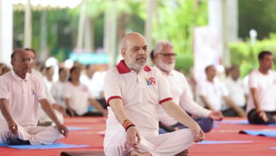 Amit Shah Leads Yoga Session in Ahmedabad's Prahladnagar Garden; 4.5 Lakh Join World Yoga Day Celebrations Across Gujarat