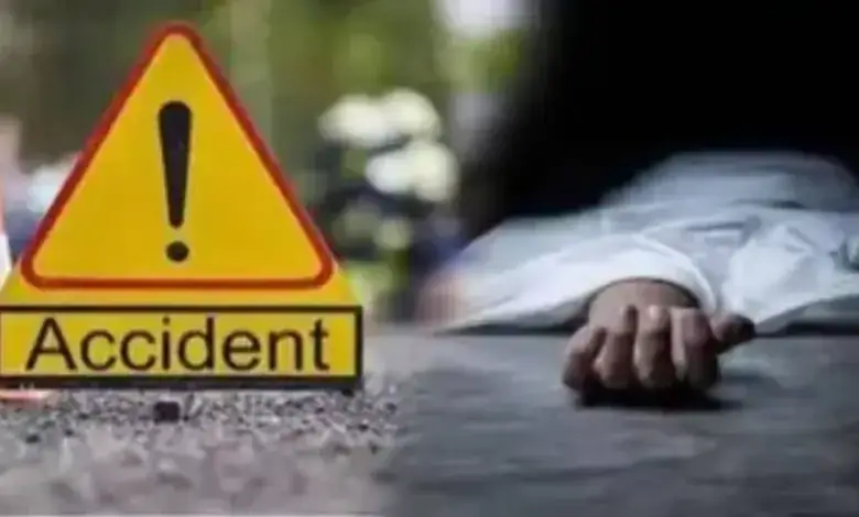 Truck-bike collision on Surendranagar-Dhrangadhra highway amid rising road accident deaths in Gujarat.