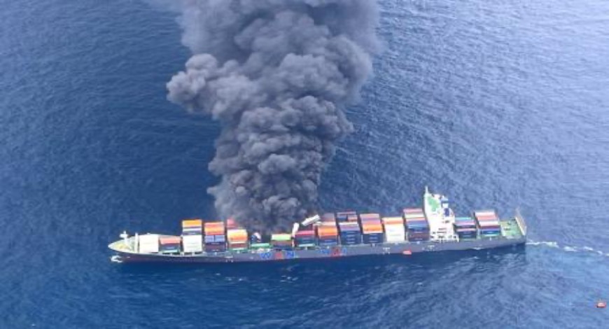 Major Fire Engulfs Singapore Container Ship Near Kerala Coast, 4 Crew Members Missing