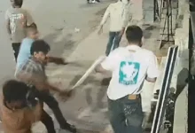 CCTV footage of mob assault on mobile shopkeeper in Ghodasar, Ahmedabad.