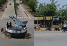 Illegally built ‘Operation Sindoor’ circle with fighter plane removed from Surat road after SMC notice and public debate.