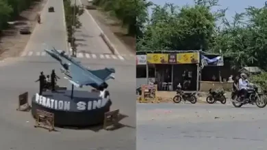 Illegally built ‘Operation Sindoor’ circle with fighter plane removed from Surat road after SMC notice and public debate.