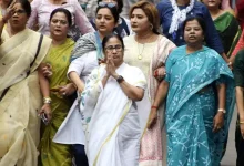 West Bengal Chief Minister Mamata Banerjee, drenched in rain, held a massive protest march in Kolkata over alleged harassment of Bengali-speaking people in BJP-ruled states.
