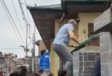 J&K Chief Minister Omar Abdullah on Monday slipped through security barricades and jumped over the boundary wall of Mazar-e-Shuhada.