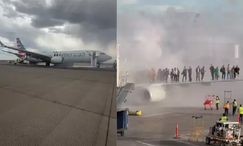 Passengers on board an American Airlines Boeing 737 MAX 8 were evacuated at Denver International Airport on Saturday.