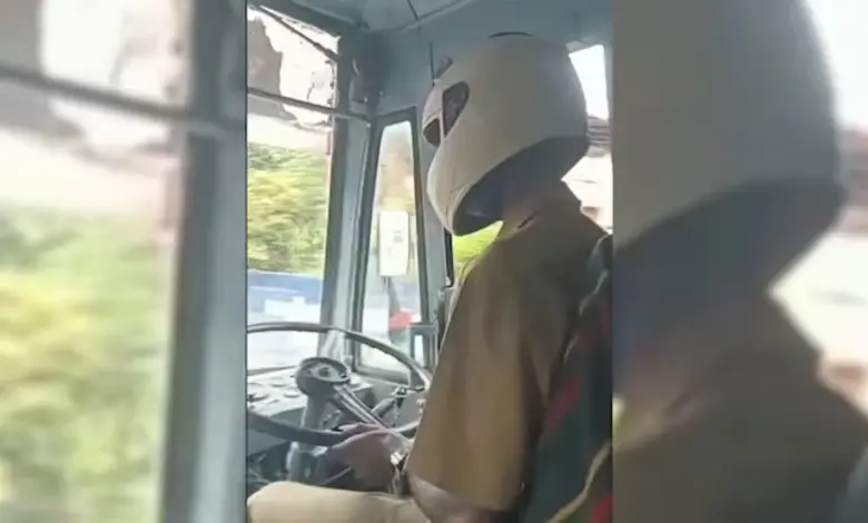 Kerala Bus Driver Dons Helmet Amid Bharat Bandh Chaos