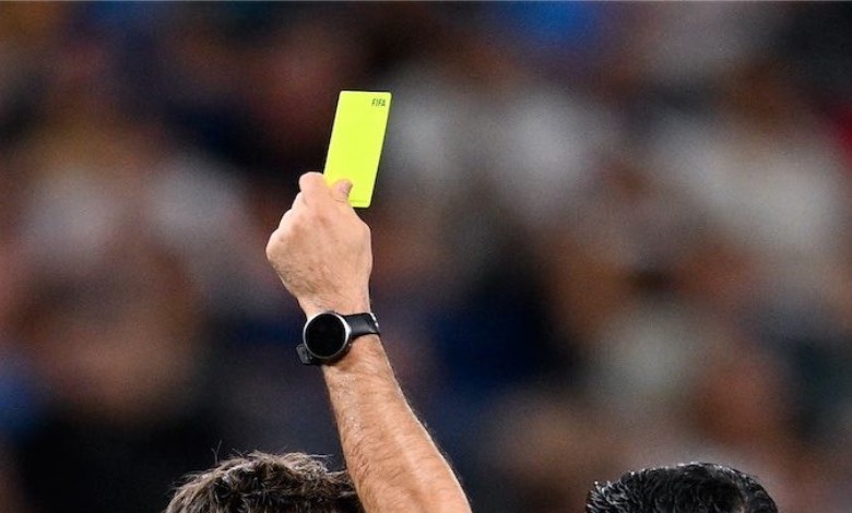 Two Australian Players Yellow Cards Football