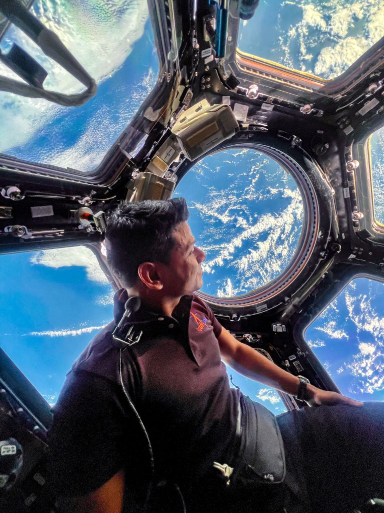 A quiet moment in orbit: Shubhashu Shukla is looking out from the Cupola. | NASA