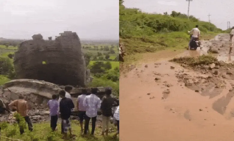Collapsed water tank floods Khambha-Nageshri highway in Amreli, affecting water supply to nearby villages.