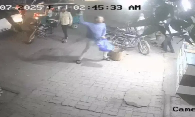 CCTV captures Rajkot miscreants attacking a paan shop with soda bottles, sparking fear among local traders.