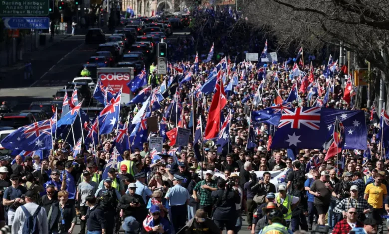 Thousands of Australians joined anti-immigration rallies across the country on Sunday, with promotional material for the demonstrations singling out Indian migrants.