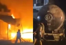 Seven people died and 15 sustained burn injuries after an LPG tanker exploded following a collision with a pickup vehicle near Mandiala Adda.