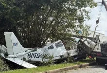 Two injured after small plane crashes near tarmac in Montana creating large fireball