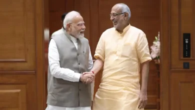 Prime Minister Narendra Modi met the NDA’s candidate for the Vice Presidential post, CP Radhakrishnan, in Delhi.