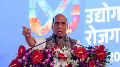 Defence Minister Rajnath Singh on Monday took a sharp swipe at US President Donald Trump over the steep tariff threats to India.