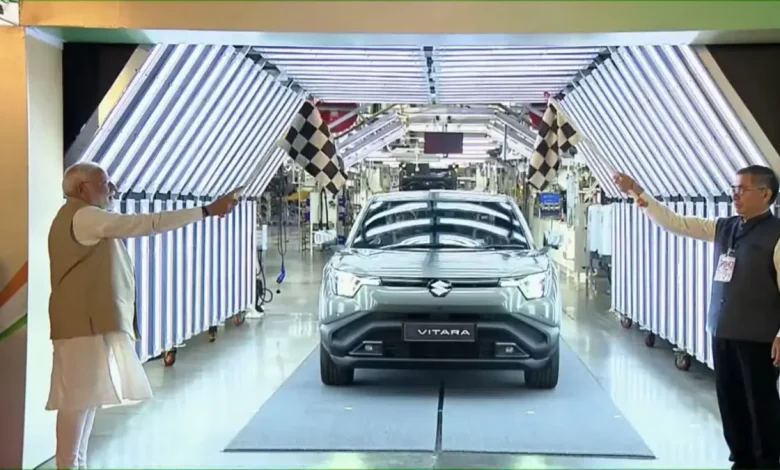 Prime Minister Narendra Modi on Tuesday inaugurated Suzuki Motor Plant’s localised production of hybrid battery electrodes.