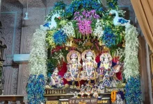 ISKCON Temple in Ahmedabad Transformed into Gokul-Vrindavan with 900 Kg Imported Flowers; Over 1.25 Lakh Devotees Attend Krishna Janmashtami Celebrations