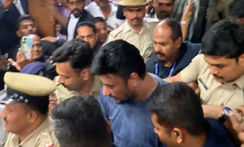 Actor Darshan appeared before the 64th City Civil and Sessions Court.