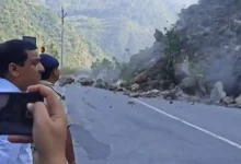 Uttarakhand BJP MP Anil Baluni on Thursday shared a video on social media where he is seen narrowly escaping a massive landslide while visiting an area in the hill state affected by the ongoing torrential rain.