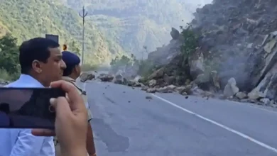 Uttarakhand BJP MP Anil Baluni on Thursday shared a video on social media where he is seen narrowly escaping a massive landslide while visiting an area in the hill state affected by the ongoing torrential rain.