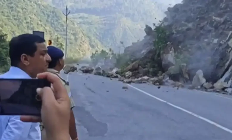 Uttarakhand BJP MP Anil Baluni on Thursday shared a video on social media where he is seen narrowly escaping a massive landslide while visiting an area in the hill state affected by the ongoing torrential rain.