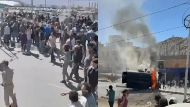 Angry protesters clashed with the police in Leh city of Ladakh this morning, pelting stones at officials and even burning down a police vehicle.
