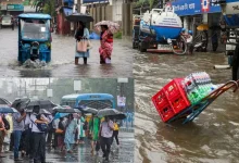 Heavy showers overnight threw life out of gear in Kolkata and its surrounding areas on Tuesday, with several places inundated under knee-deep water and traffic paralysed.